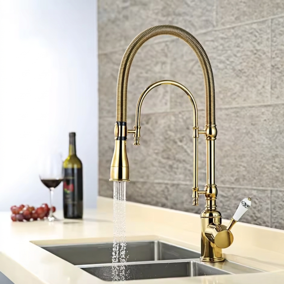 Ironvale Industrial Pull-Down Kitchen Faucet — 360° swivel design, angled view | Casa Norex