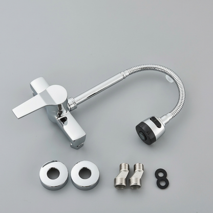 Millcross Wall-Mounted Kitchen Faucet — 2-hole wall-mount installation, angled view | Casa Norex