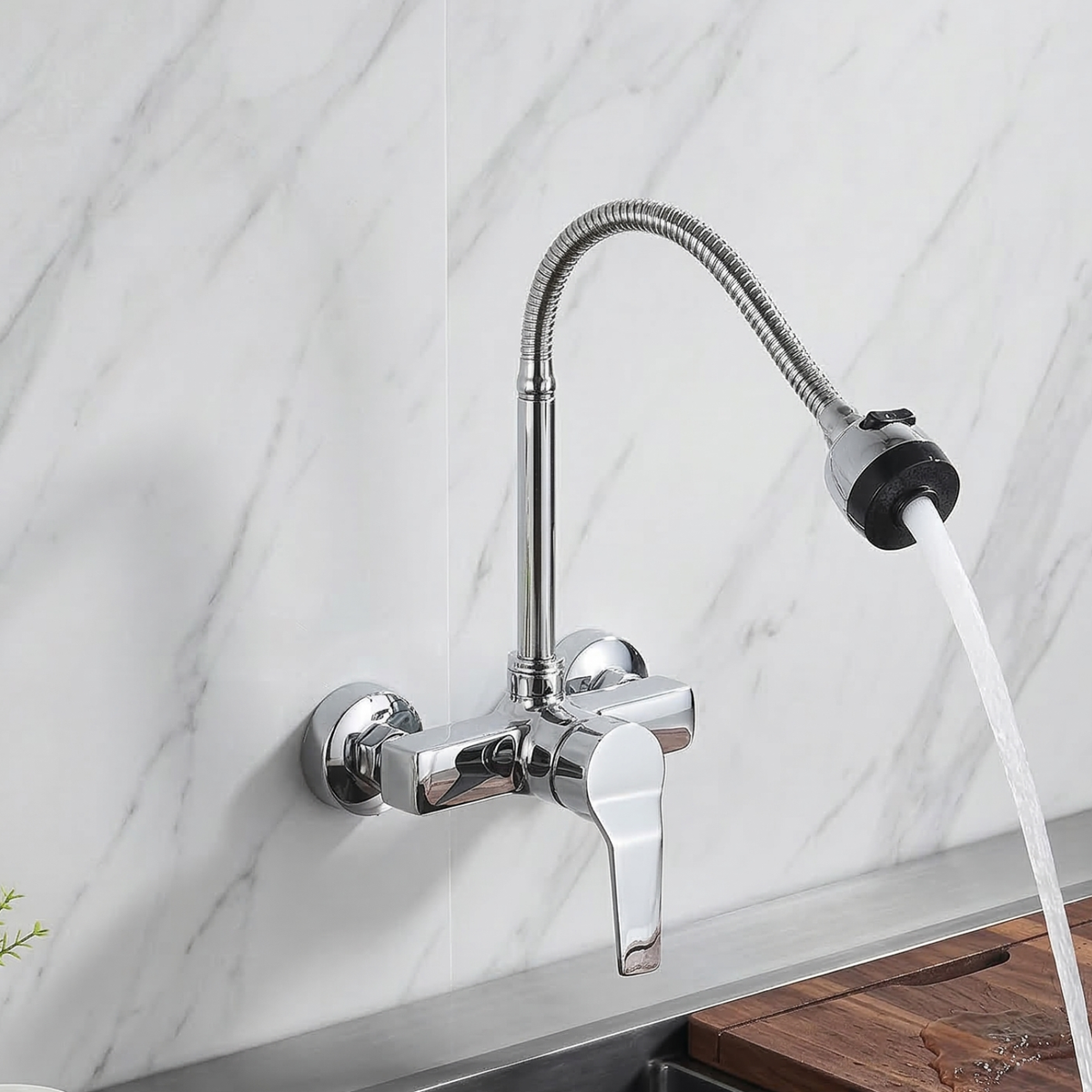 Millcross Wall-Mounted Kitchen Faucet — drip-free ceramic valve core | Casa Norex