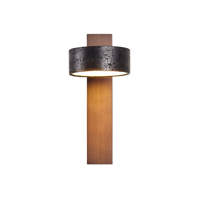 Close-up of travertine texture on wall sconce shade | Casa Norex
