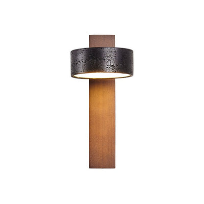 Close-up of travertine texture on wall sconce shade | Casa Norex