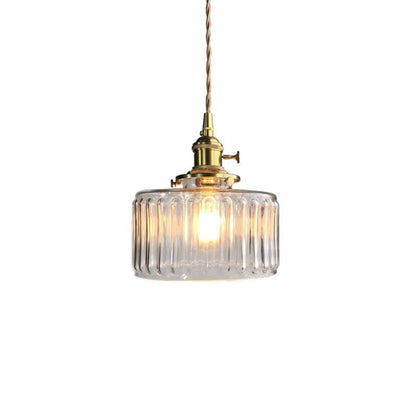 Vintage cylinder pendant light single-head hanging detail — Casa Norex