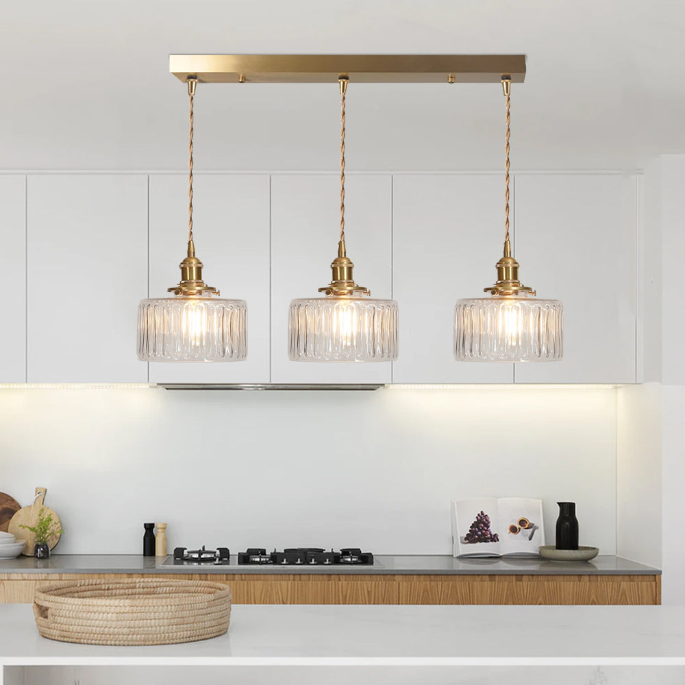 Vintage cylinder pendant light clear glass single-head variant — Casa Norex