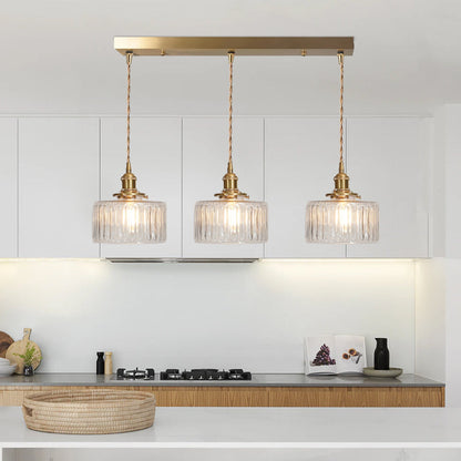 Vintage cylinder pendant light clear glass single-head variant — Casa Norex