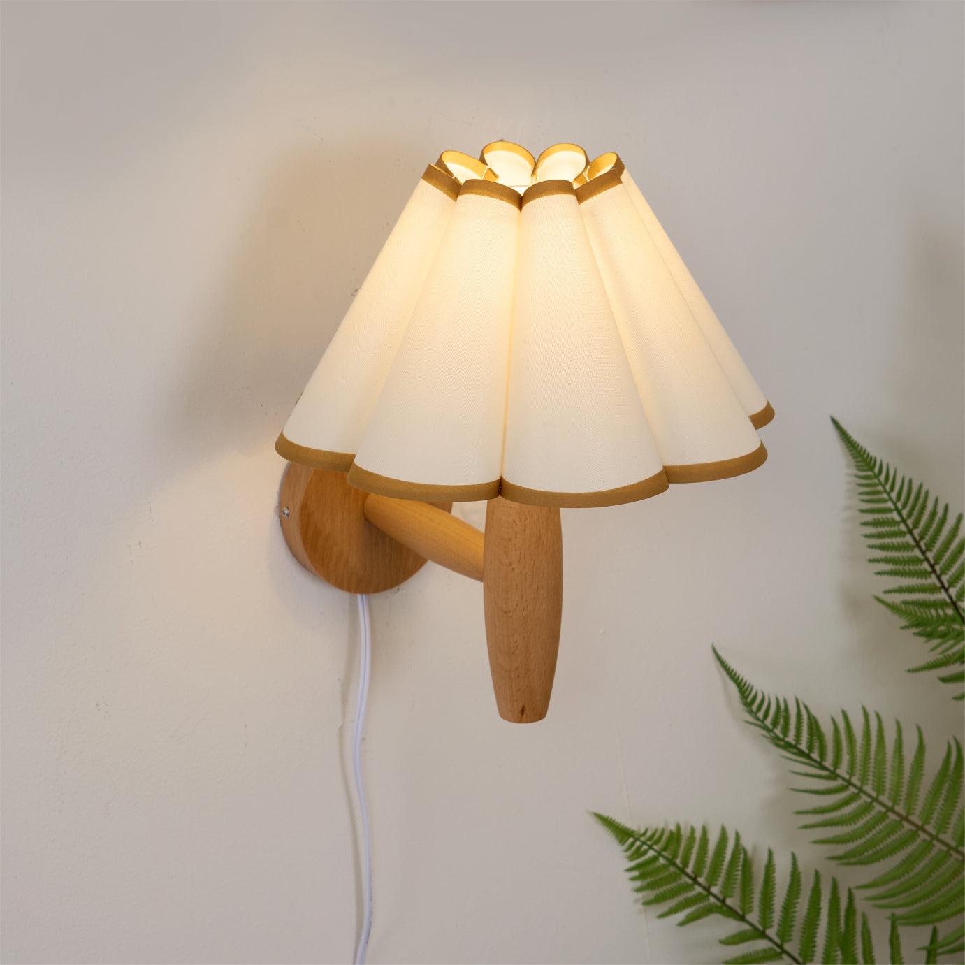 Vintage fluted wall lamp blue plaid shade colorway - Casa Norex