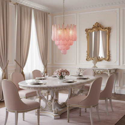 Viola Pink Drop Chandelier
