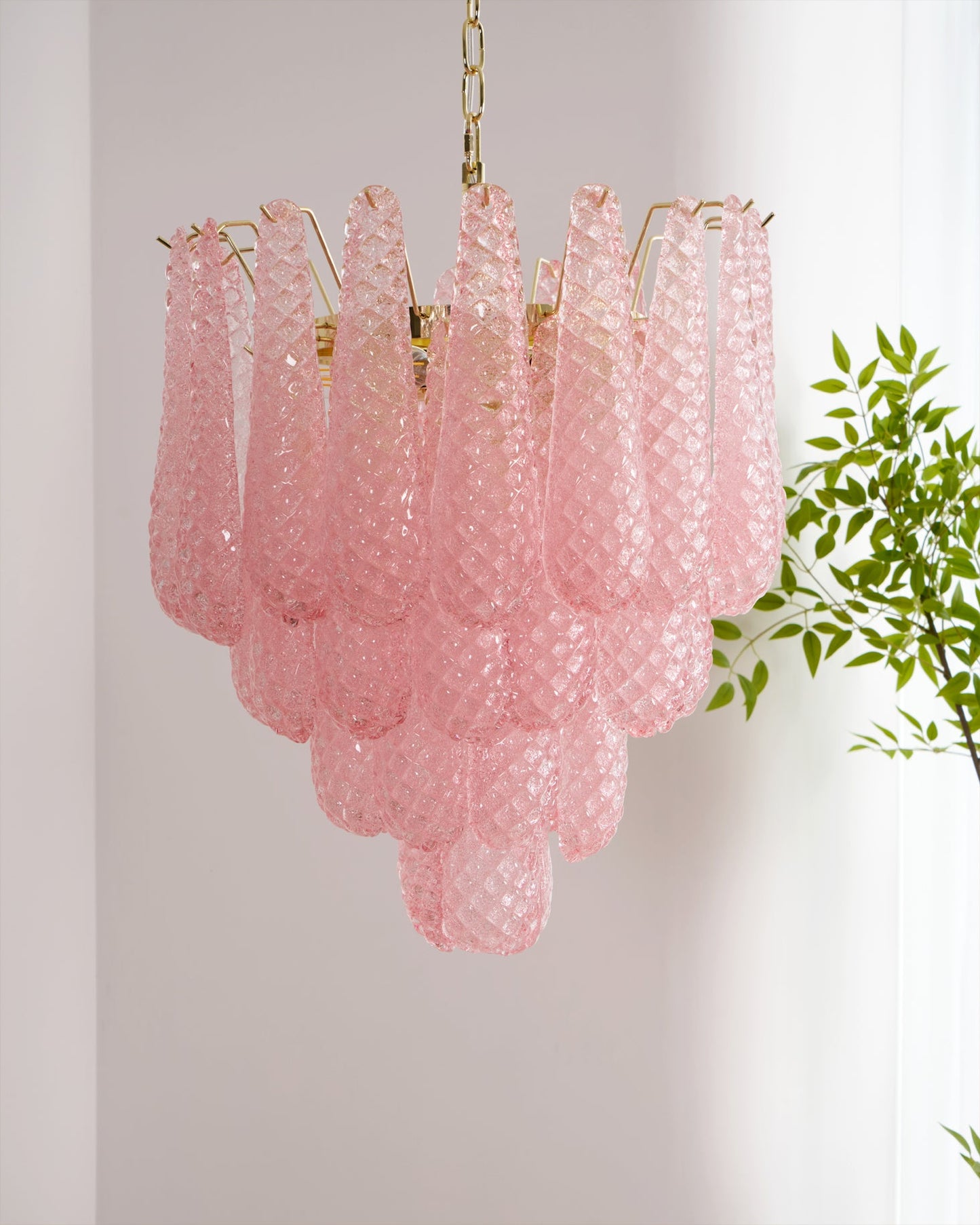 Viola Pink Drop Chandelier