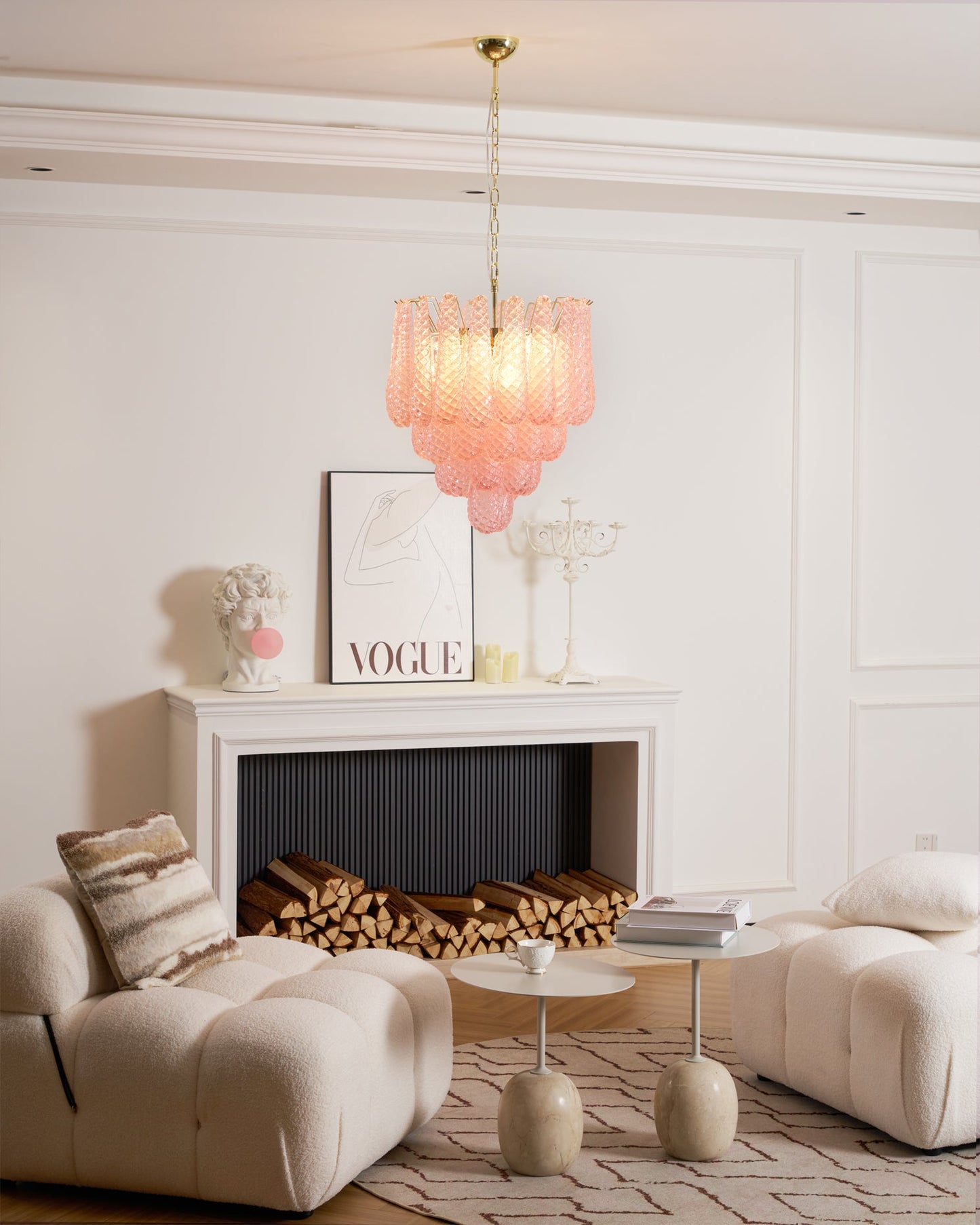 Viola Pink Drop Chandelier