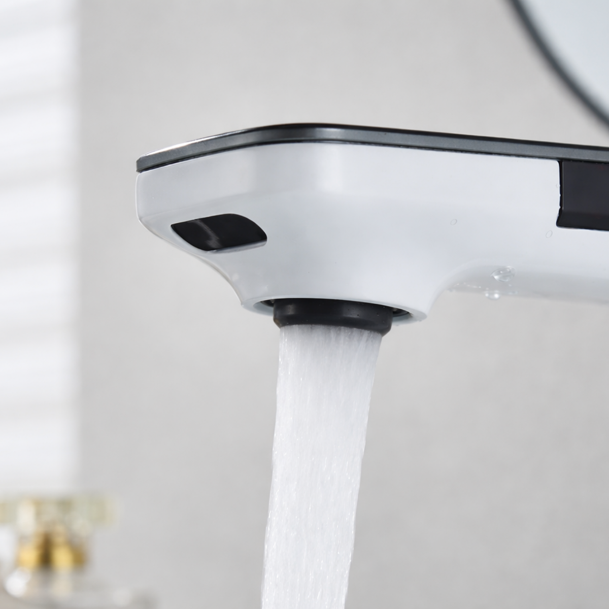 Sensora Bathroom Basin Faucet top-down view — White finish — Casa Norex