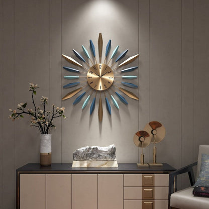 Nordic Metal Feather Wall Clock