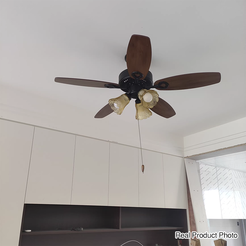 Traditional European Bell Shade Downrods Ceiling Fan Light For Living Room