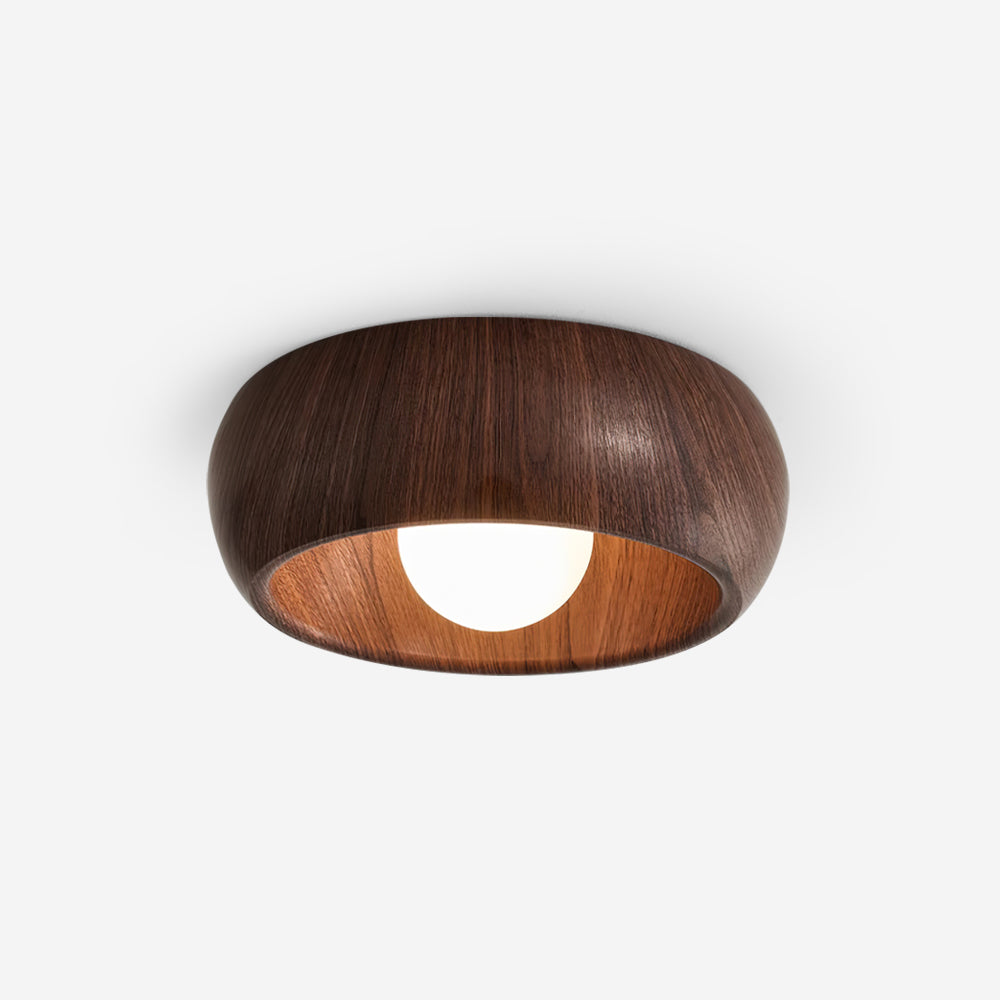 Wood grain water transfer finish close-up - Zuwa ceiling light by Casa Norex