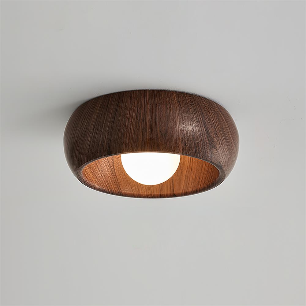 Zuwa wood grain LED flush mount ceiling light warm white 3000K | Casa Norex