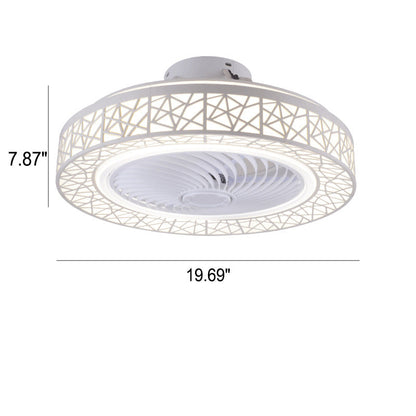 Modern Luxury Round Lace LED Flush Mount Ceiling Fan Light