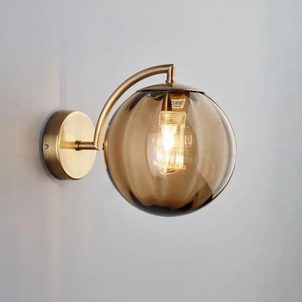 Textured glass globe close-up - Howard wall sconce by Casa Norex