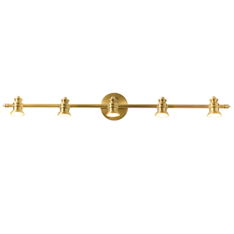 Five-head brass spotlight bar wall sconce on a white background — Casa Norex