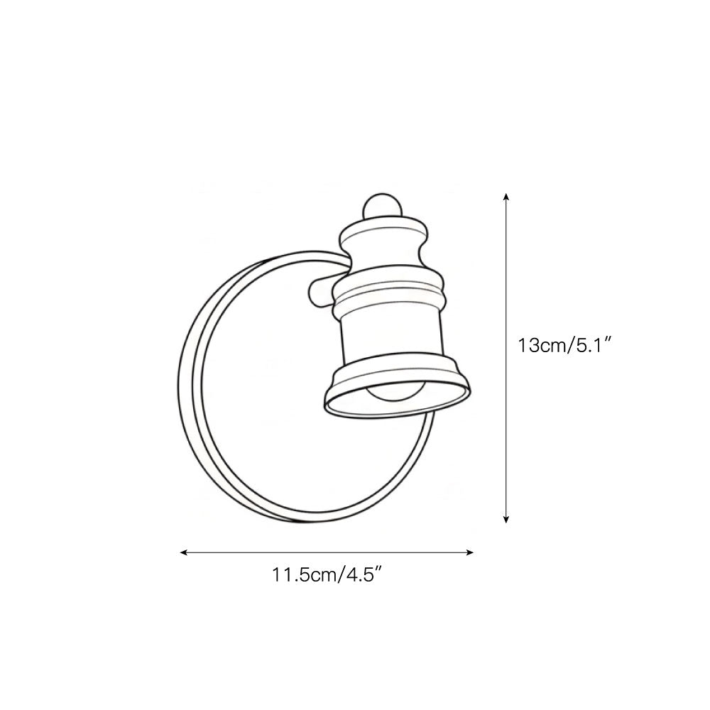 Dimension drawing of the one-head brass wall sconce — Casa Norex