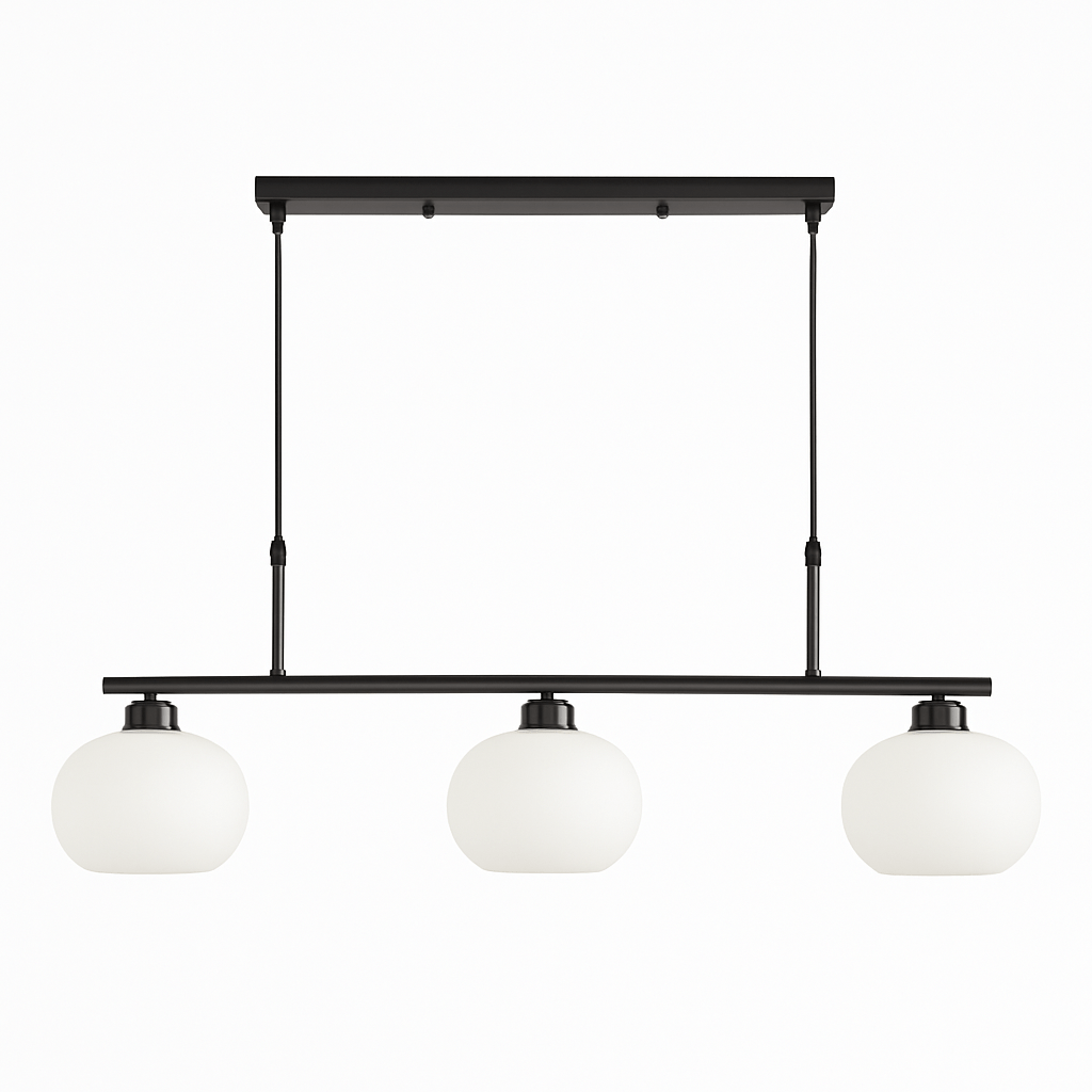 Frosted glass orb chandelier — round silhouette with metal framework in gold finish | Casa Norex