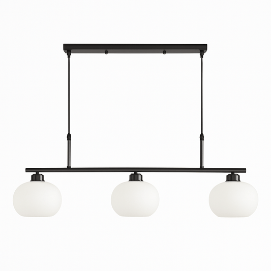 Frosted glass orb chandelier — round silhouette with metal framework in gold finish | Casa Norex
