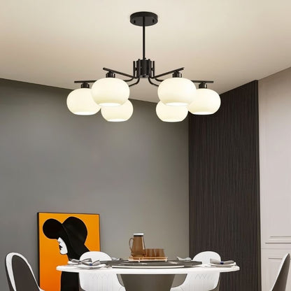 Chandelier in dining room setting — round 6-light configuration | Casa Norex