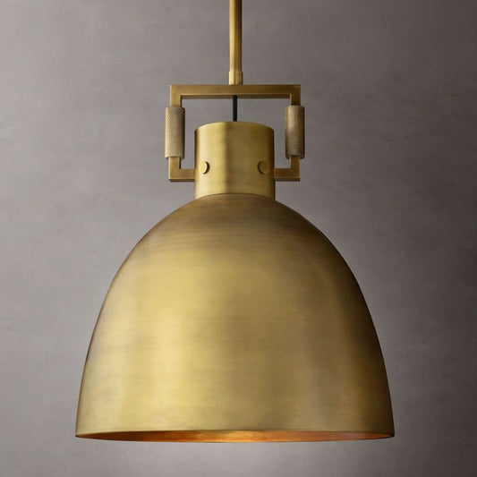 Machinist arch pendant light — brass geometric yoke with dome shade | Casa Norex