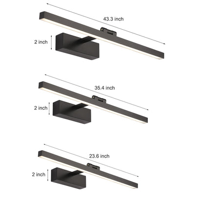 Rotatable LED vanity bar light bath bar vanity light black rectangular three length options — Casa Norex
