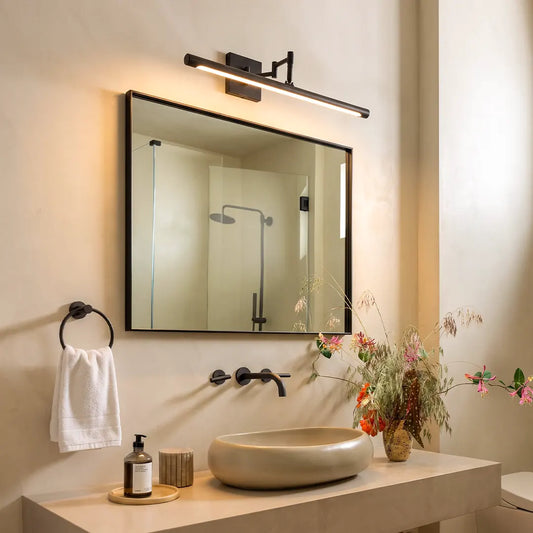 Black swing arm vanity light bar black bar vanity light vessel sink bathroom | Casa Norex