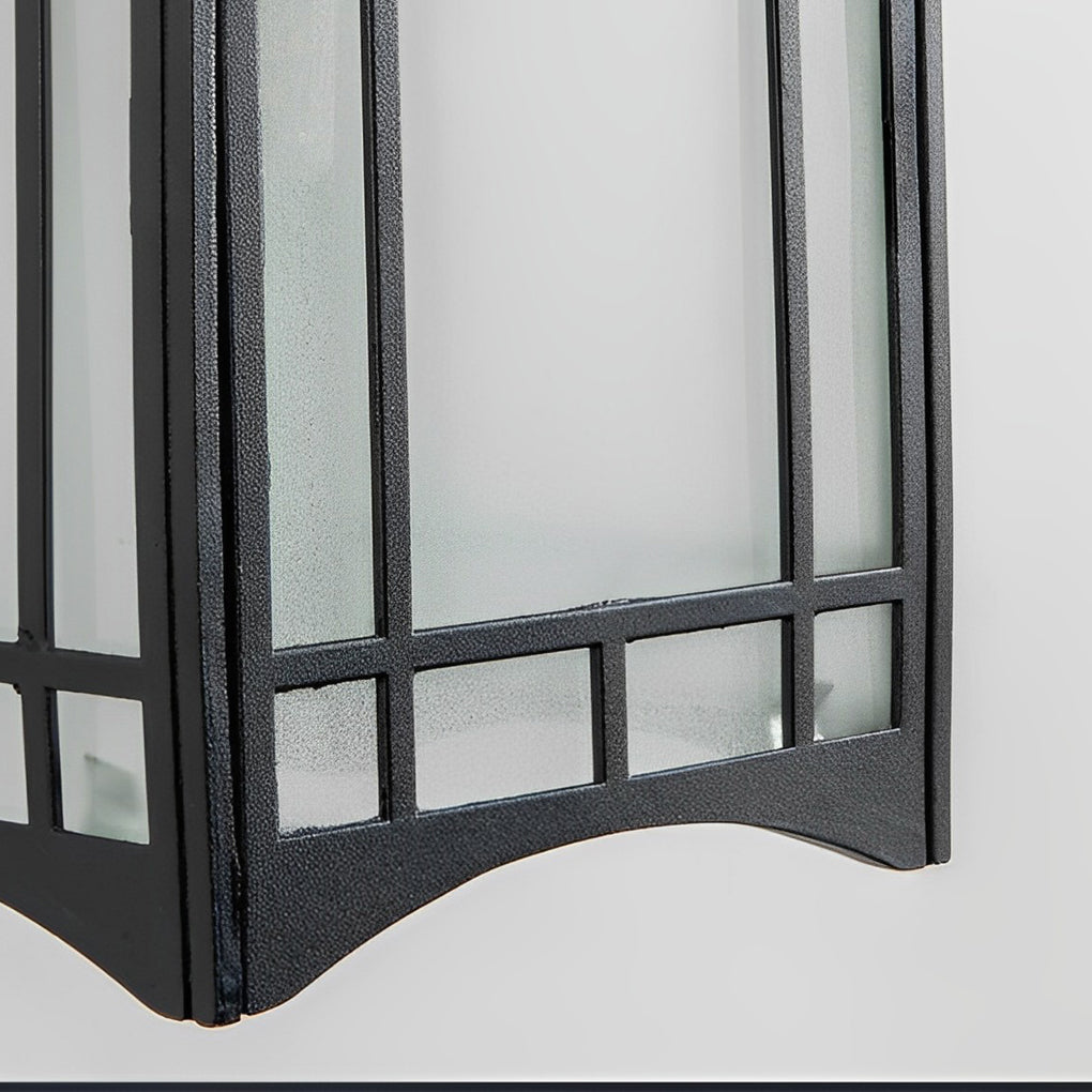 Retro lantern outdoor wall light black frame on modern exterior wall — Casa Norex