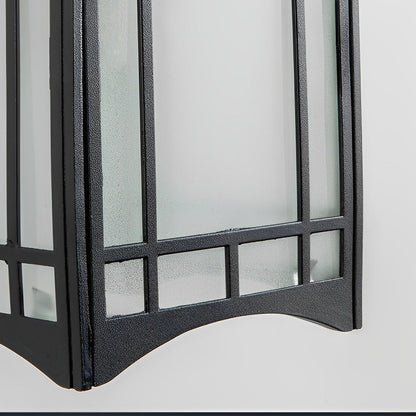 Retro lantern outdoor wall light black frame on modern exterior wall — Casa Norex