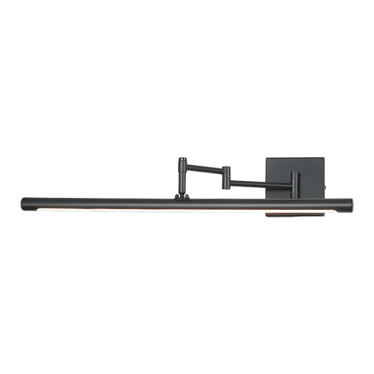 Black swing arm vanity light bar — black linear vanity light side view | Casa Norex