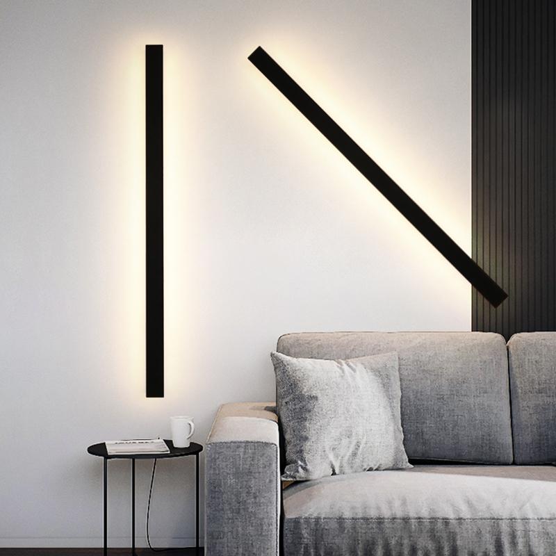 Long linear outdoor wall light in contemporary interior with ambient light — Casa Norex