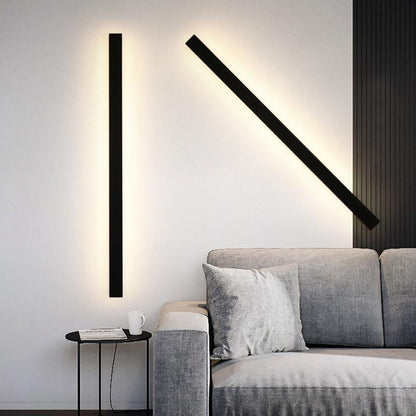 Long linear outdoor wall light in contemporary interior with ambient light — Casa Norex