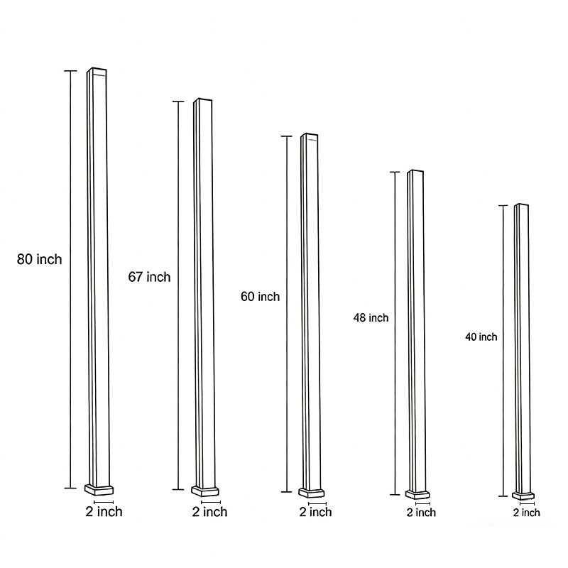 Long linear outdoor wall light technical diagram of dimensions and structure — Casa Norex