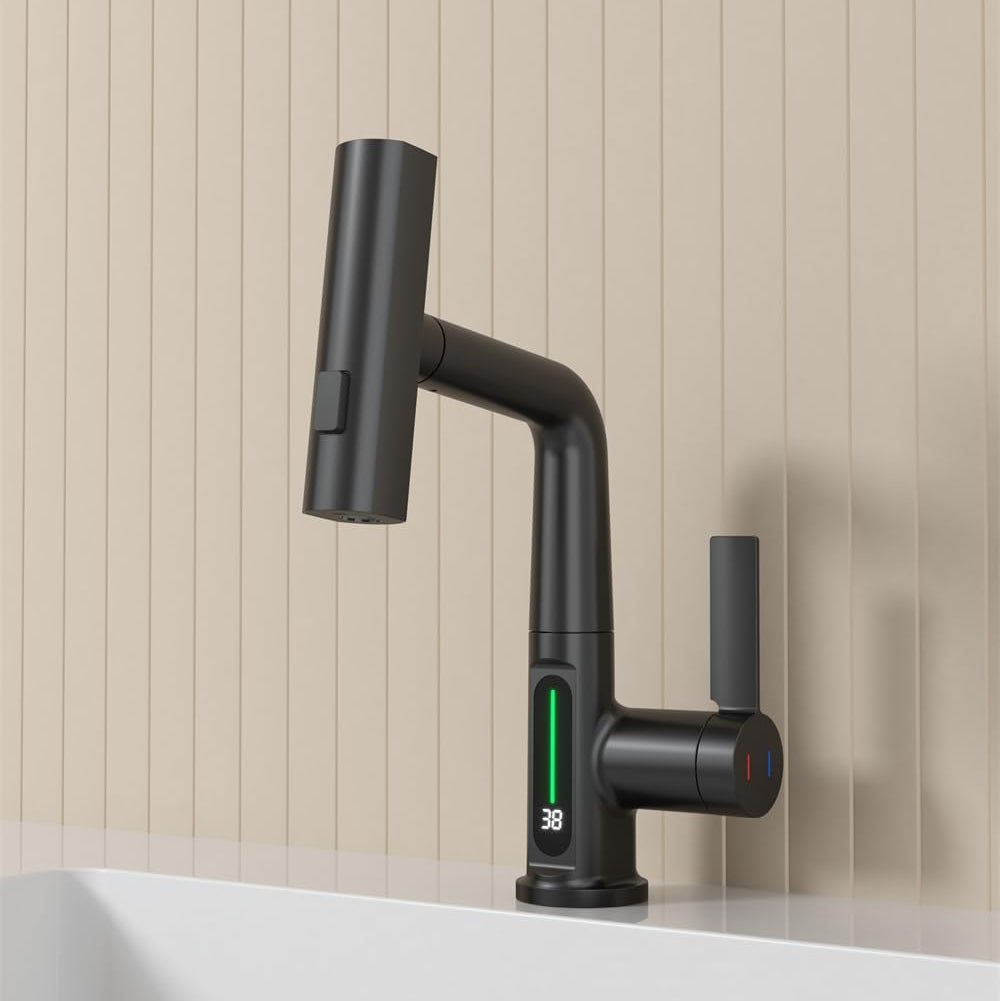 Novara Waterfall Bathroom Faucet install angle — Chrome finish — Casa Norex