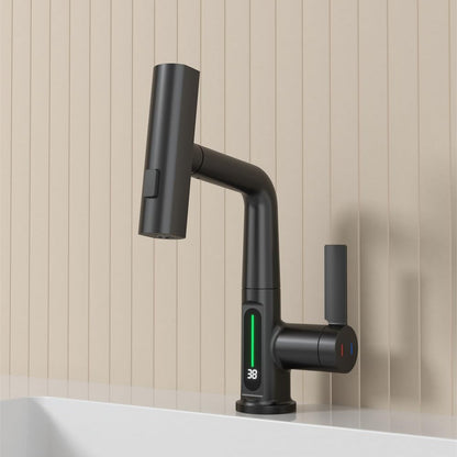 Novara Waterfall Bathroom Faucet install angle — Chrome finish — Casa Norex