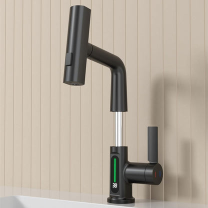 Novara Waterfall Bathroom Faucet side profile — Matte White finish — Casa Norex