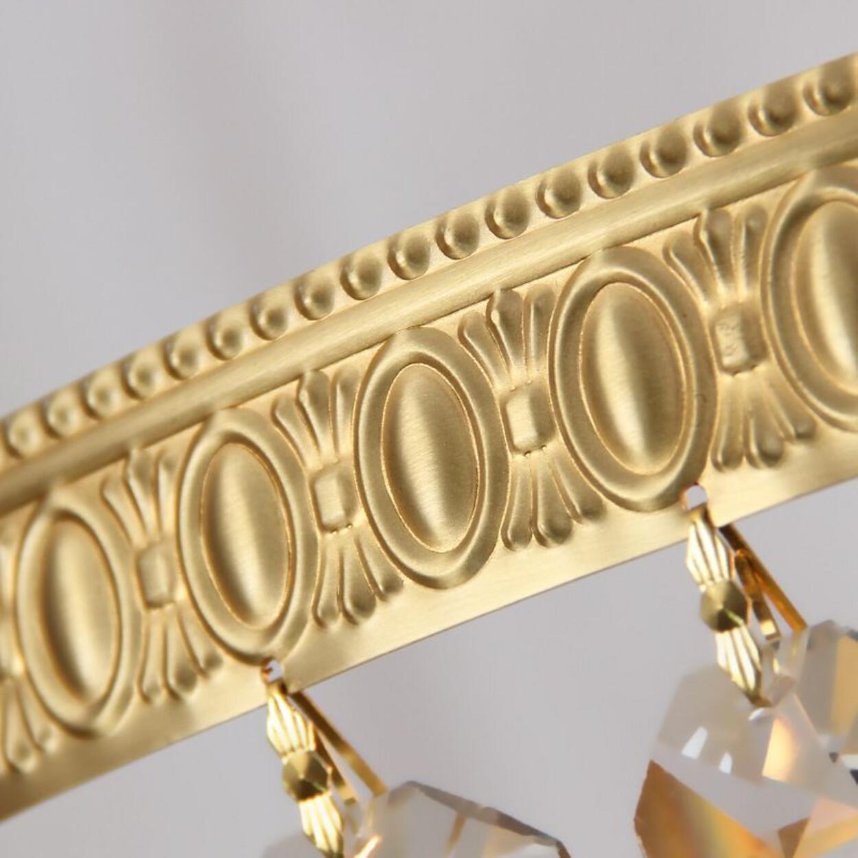 Bowl-Shaped Brass Crystal Flush Mount Ceiling Light