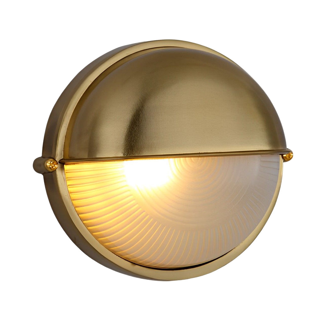Bulkhead outdoor wall light oval shape in brass-tone finish — Casa Norex