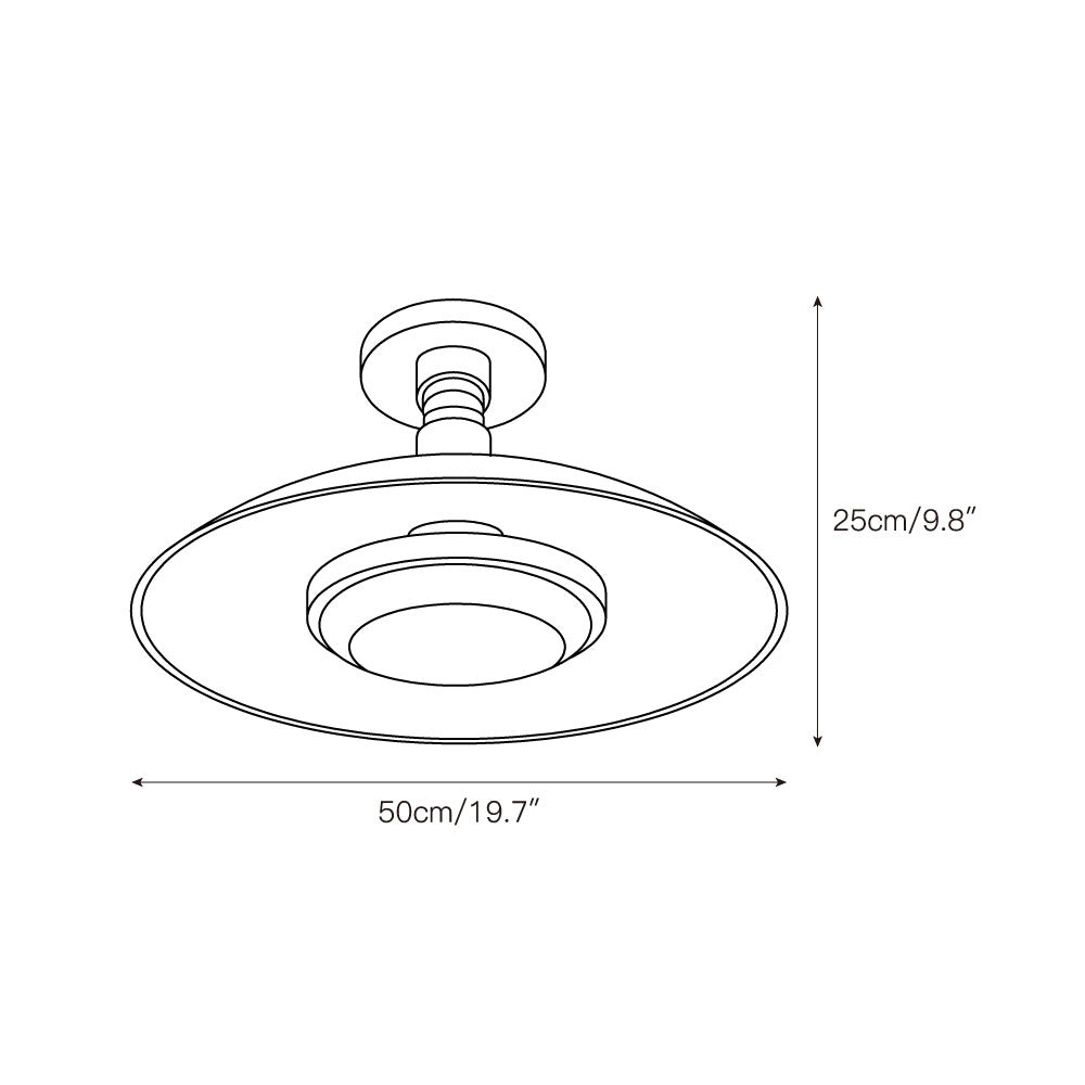Dimension drawing of the 50 cm flush mount ceiling light — Casa Norex