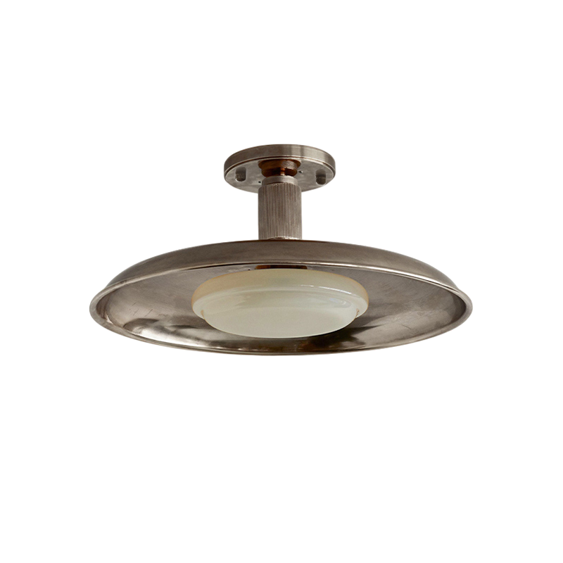 Polished nickel flush mount with a frosted glass diffuser — Casa Norex