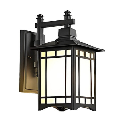 Retro lantern outdoor wall light bronze frame on outdoor wall — Casa Norex