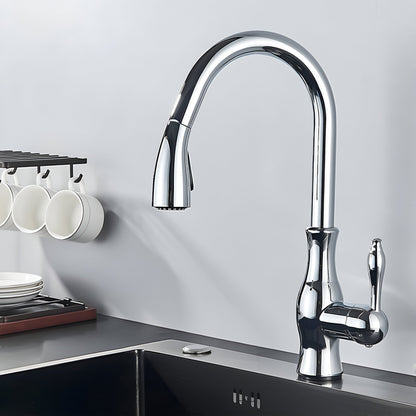 Aurelia Pull-Out Kitchen Faucet — Chrome finish close-up | Casa Norex
