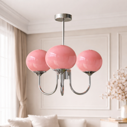 Glass globe shade detail - Marshmallow chandelier by Casa Norex