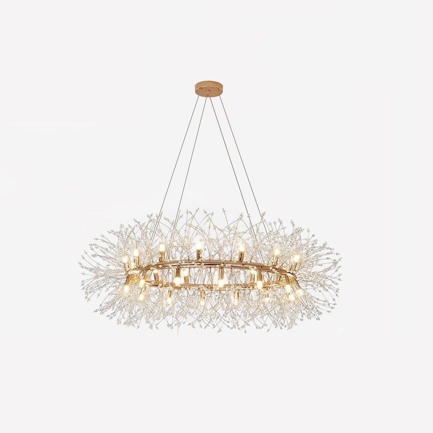 Dandelion Spectre round chandelier gold K9 crystal stainless steel | Casa Norex