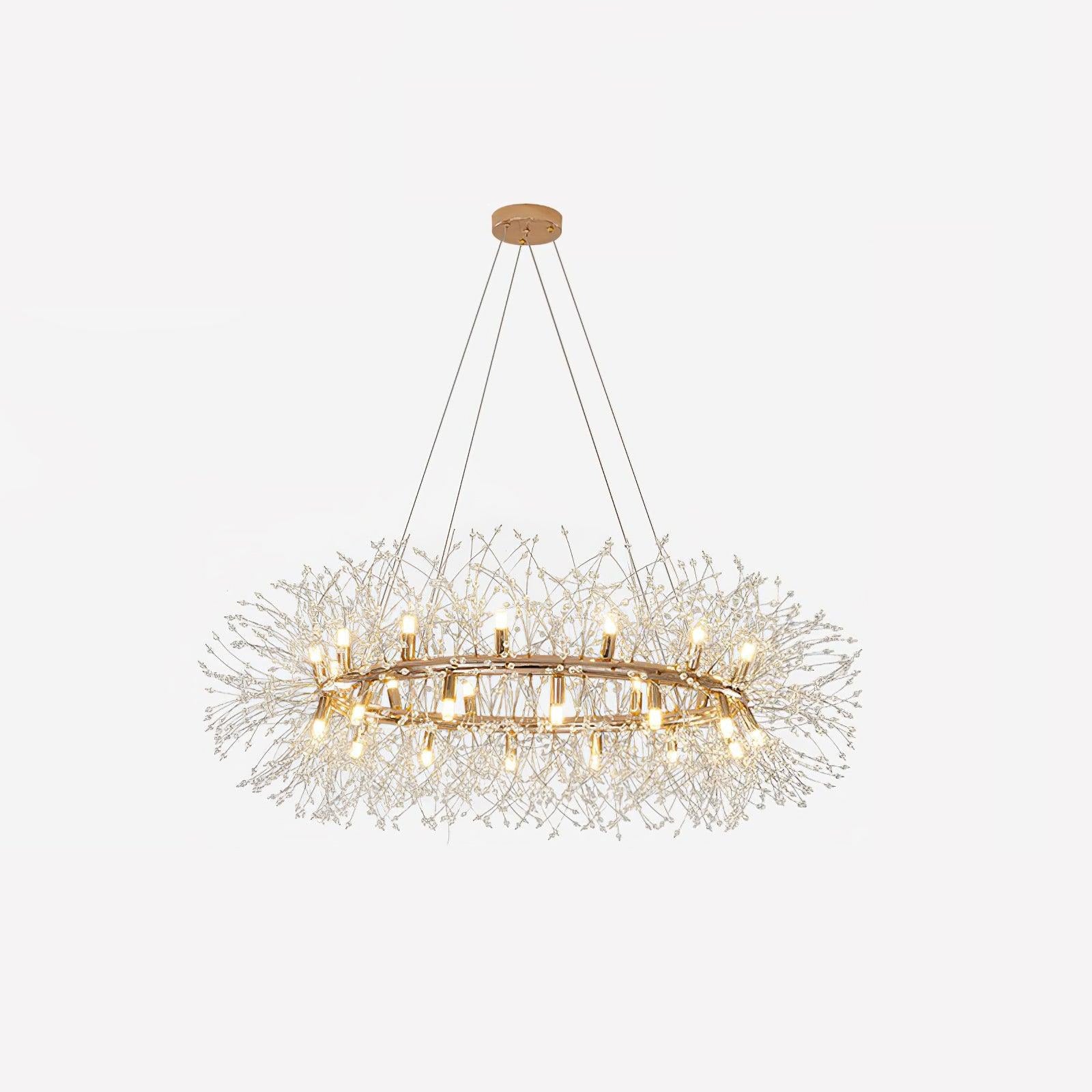 Dandelion Spectre round chandelier gold K9 crystal stainless steel | Casa Norex