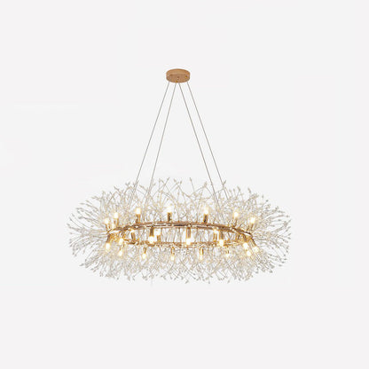 Dandelion Spectre round chandelier gold K9 crystal stainless steel | Casa Norex