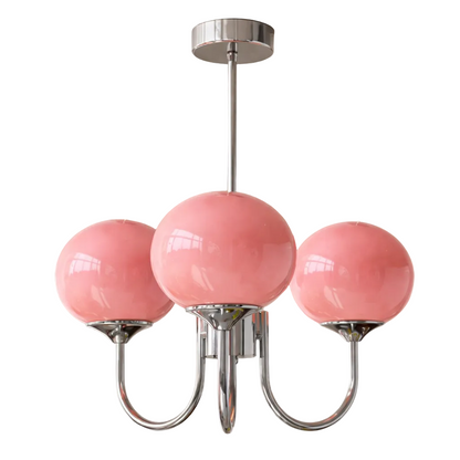 Marshmallow glass globe chandelier metal frame dining room | Casa Norex