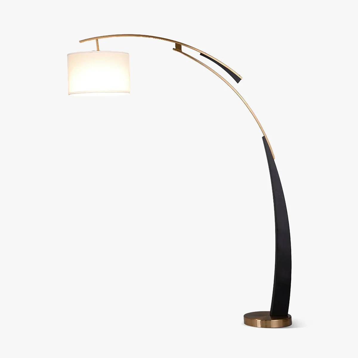 Mazork high arc floor lamp metal fabric shade living room | Casa Norex
