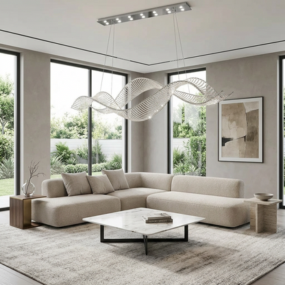 Alony pendant light side profile - 120cm linear frame - Casa Norex