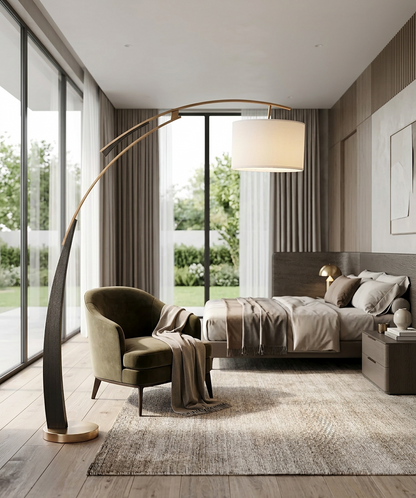 Mazork high arc floor lamp base detail - weighted metal - Casa Norex